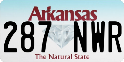AR license plate 287NWR