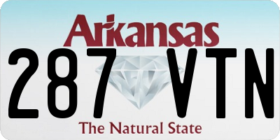 AR license plate 287VTN