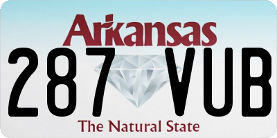 AR license plate 287VUB