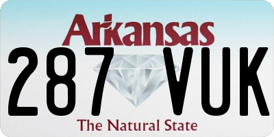 AR license plate 287VUK