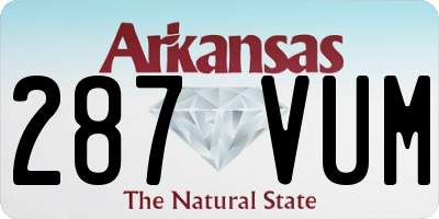 AR license plate 287VUM