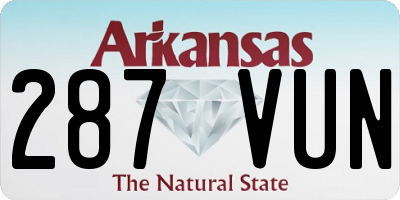 AR license plate 287VUN
