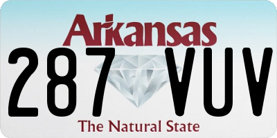AR license plate 287VUV