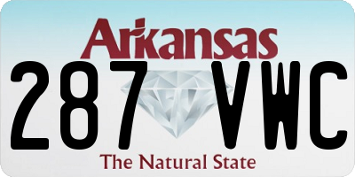 AR license plate 287VWC