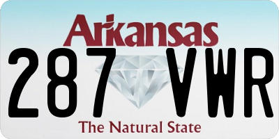 AR license plate 287VWR