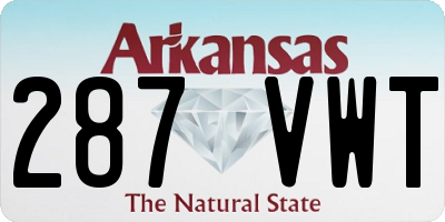 AR license plate 287VWT