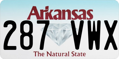 AR license plate 287VWX