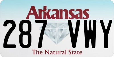 AR license plate 287VWY