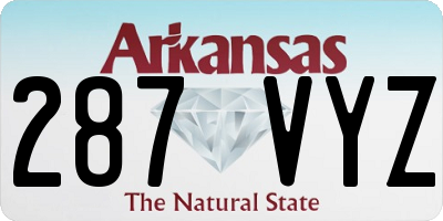 AR license plate 287VYZ