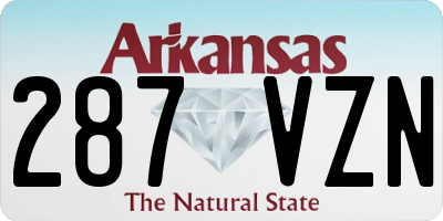 AR license plate 287VZN