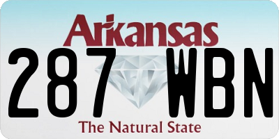 AR license plate 287WBN