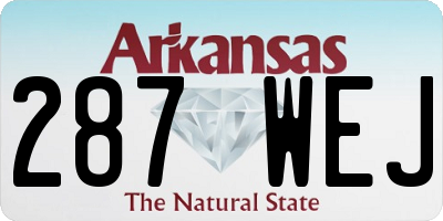 AR license plate 287WEJ
