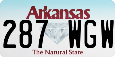 AR license plate 287WGW