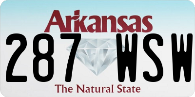 AR license plate 287WSW