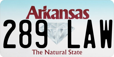 AR license plate 289LAW
