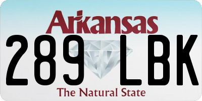AR license plate 289LBK