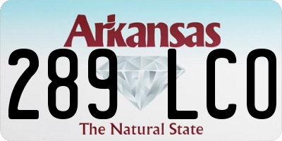 AR license plate 289LCO