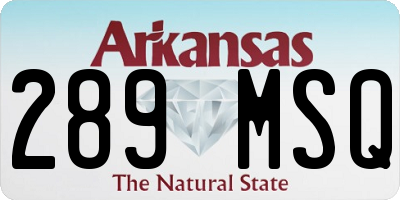 AR license plate 289MSQ