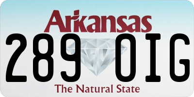 AR license plate 289OIG
