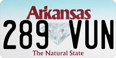 AR license plate 289VUN