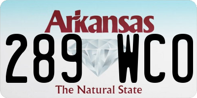AR license plate 289WCO