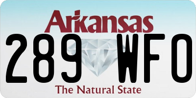 AR license plate 289WFO