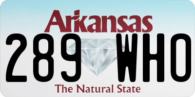 AR license plate 289WHO