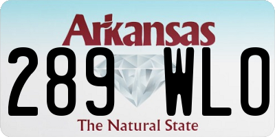AR license plate 289WLO