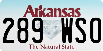 AR license plate 289WSO