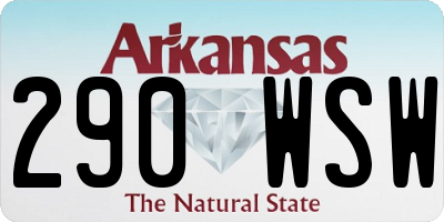 AR license plate 290WSW