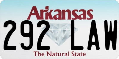 AR license plate 292LAW