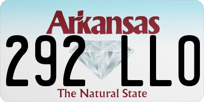 AR license plate 292LLO
