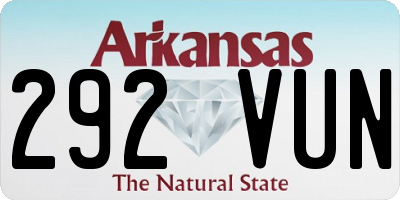 AR license plate 292VUN