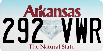 AR license plate 292VWR