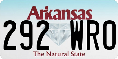 AR license plate 292WRO