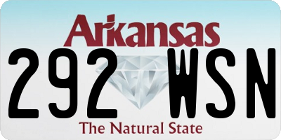 AR license plate 292WSN