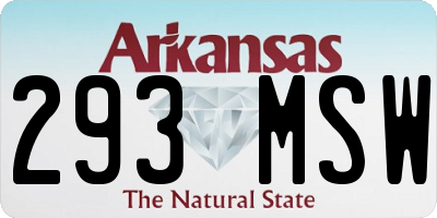 AR license plate 293MSW