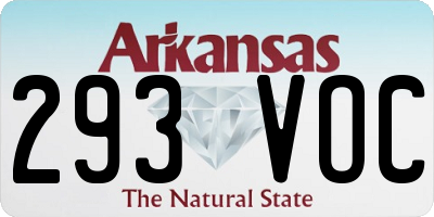 AR license plate 293VOC