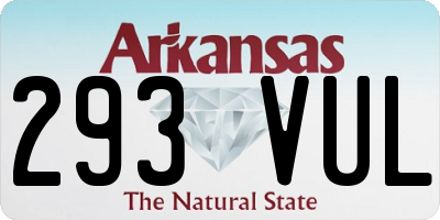 AR license plate 293VUL