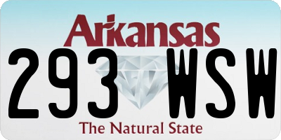 AR license plate 293WSW