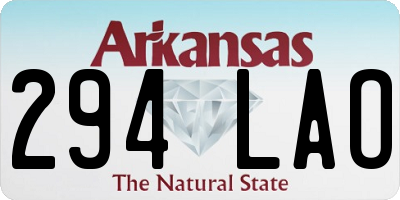 AR license plate 294LAO