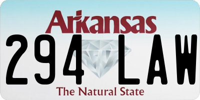 AR license plate 294LAW