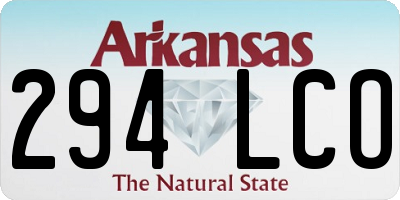AR license plate 294LCO