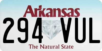 AR license plate 294VUL