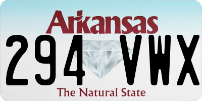 AR license plate 294VWX