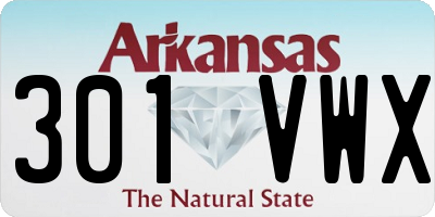 AR license plate 301VWX