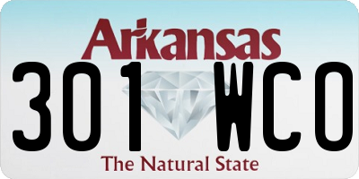 AR license plate 301WCO