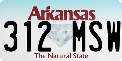 AR license plate 312MSW
