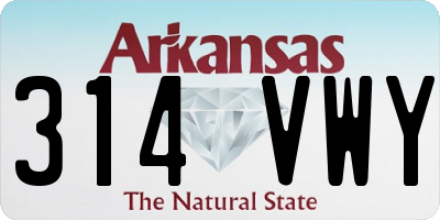 AR license plate 314VWY