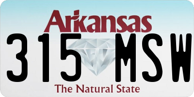AR license plate 315MSW